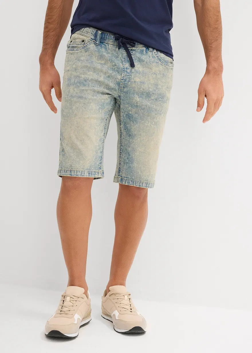 Leichte Stretch-Jeans-Schlupf-Bermuda, Slim Fit
