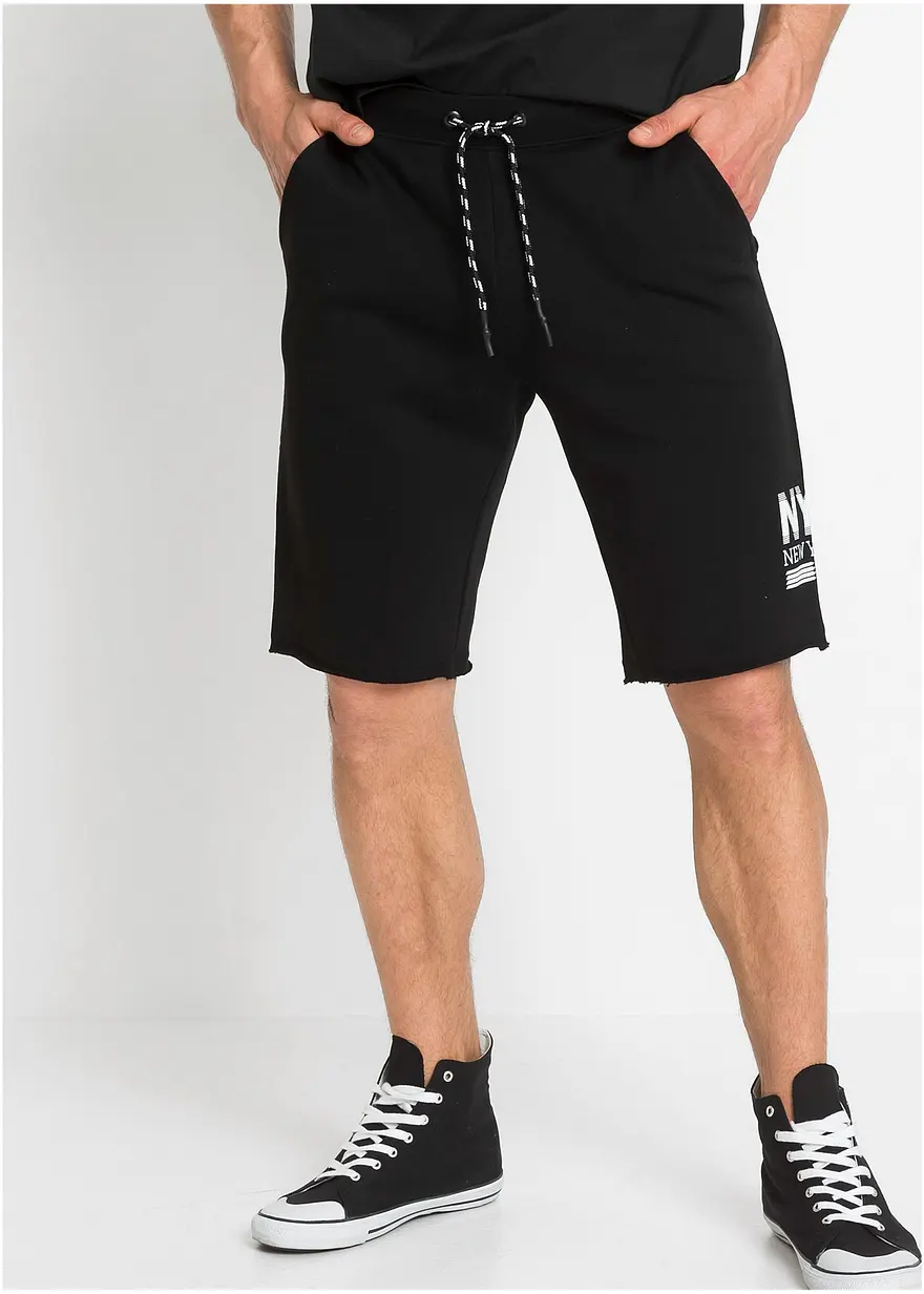 Sweat-Bermuda mit offenen Kanten
