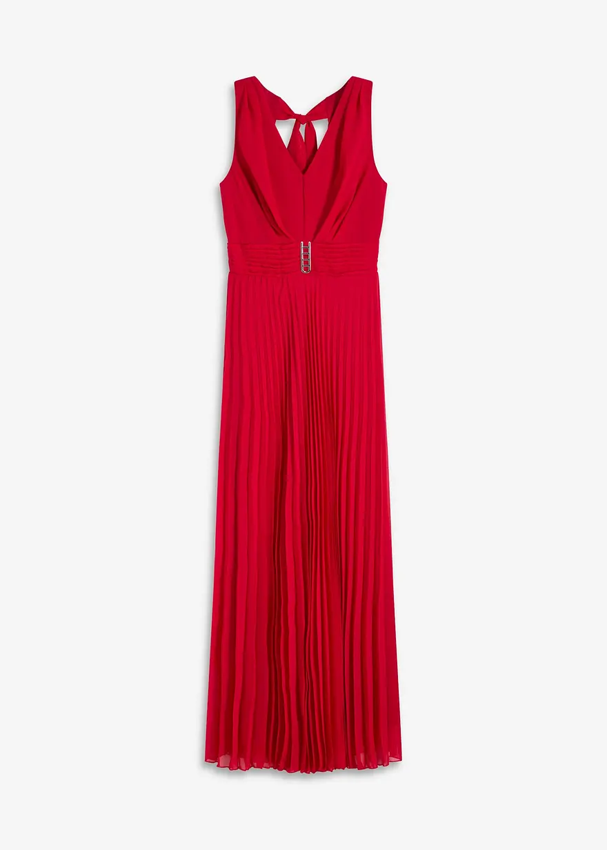 Chiffonkleid mit Plisseé-Rock und Accessoire-Schnalle