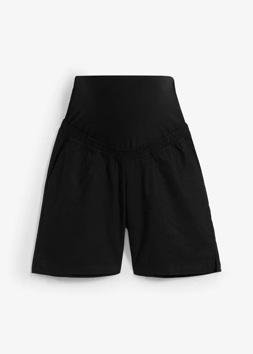 2-in-1 Umstandsbermuda mit Bauchband zum Umklappen aus Leinen und Baumwolle