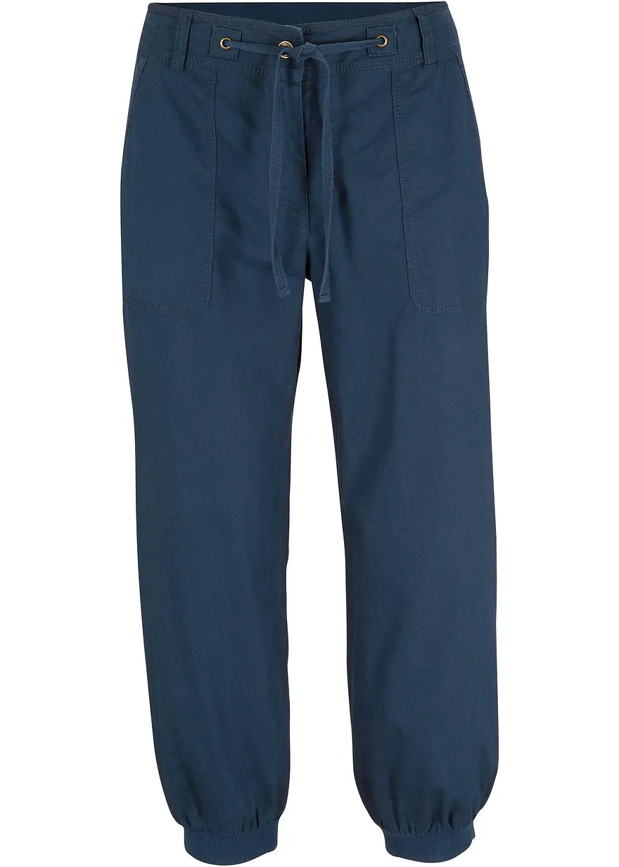 3/4 Hose aus Baumwoll-Leinen-Mix