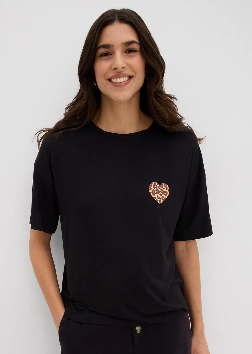 Verkürztes Shirt mit überschnittener Schulter