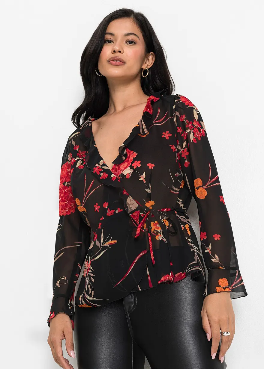 Chiffon-Wickel-Bluse