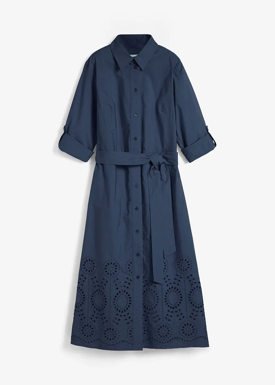 Hemdblusenkleid mit Lochstickerei