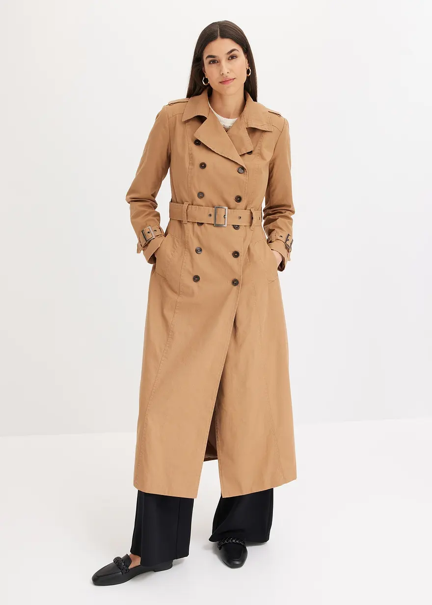 Long-Trenchcoat mit Taillengürtel