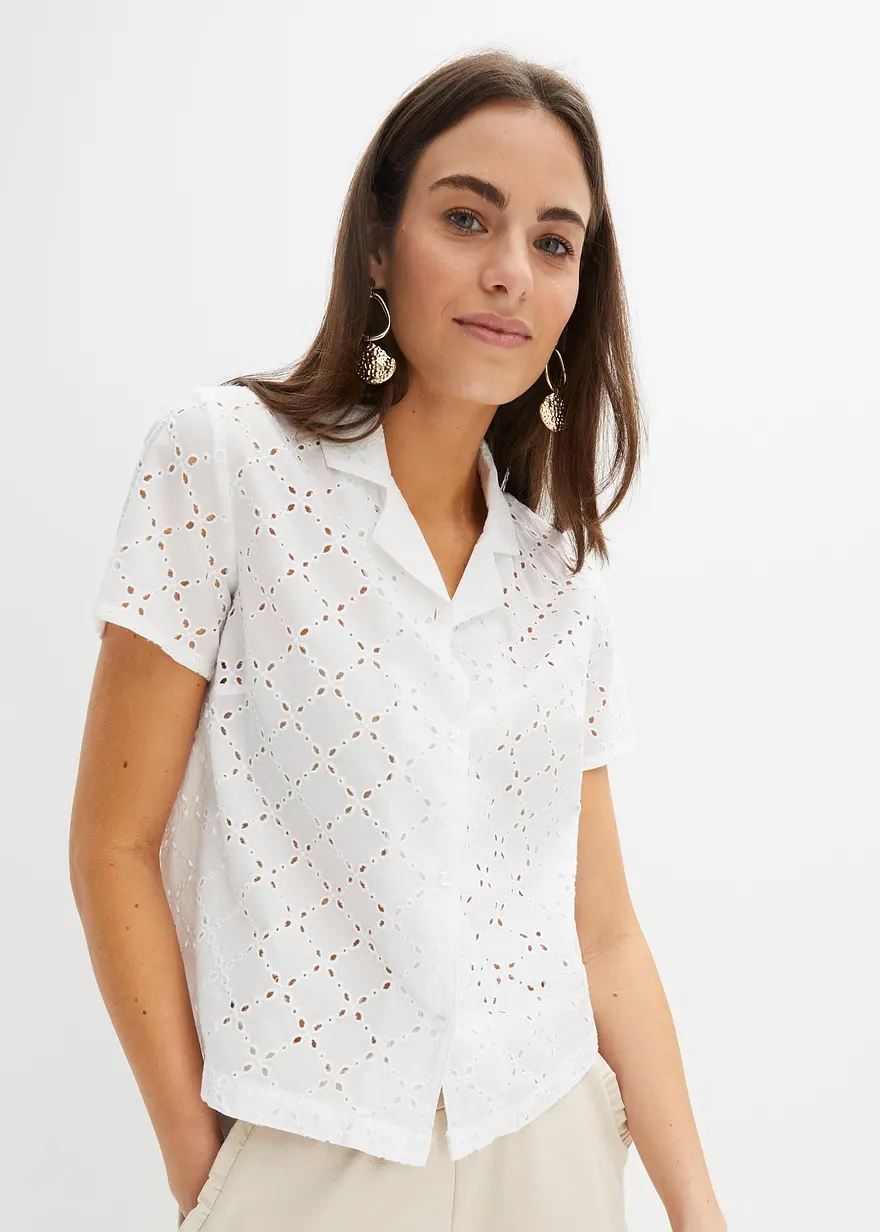 Modische Lochstickerei-Bluse