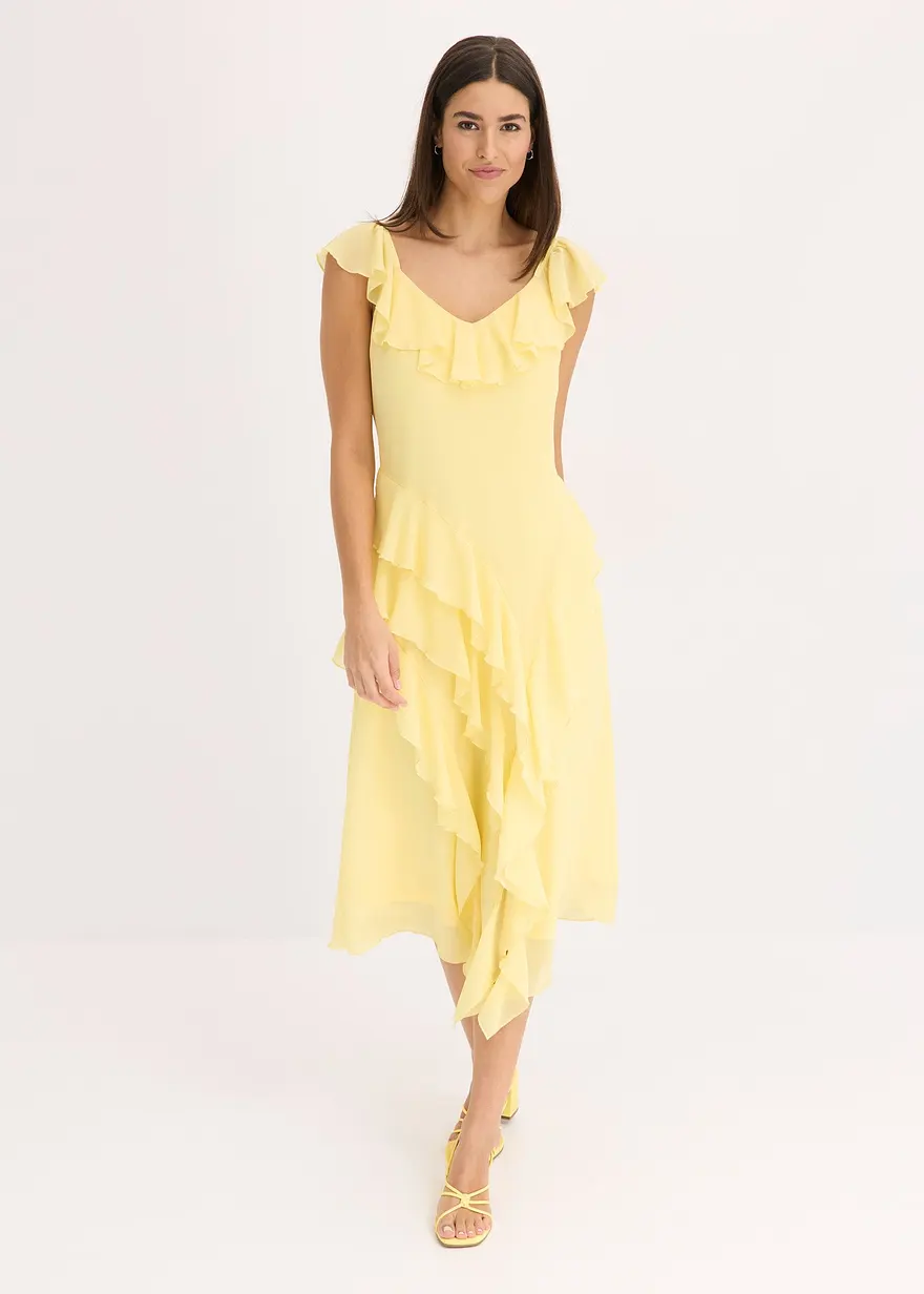 Chiffonkleid mit Trägern und Volants