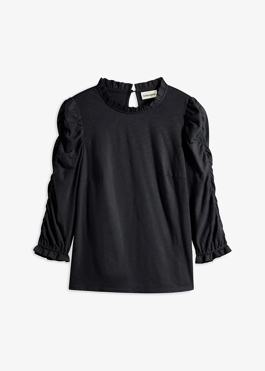 3/4-Arm Shirt mit Raffung