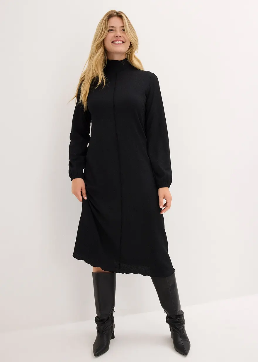 Midikleid aus strukturiertem Crêpe