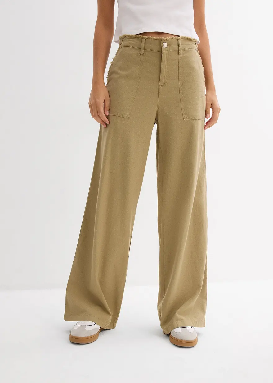 Marlenehose aus luftigem Leinen-Mix