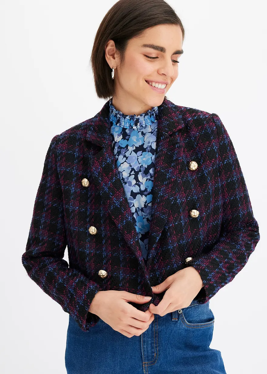 karierter Bouclé-Blazer