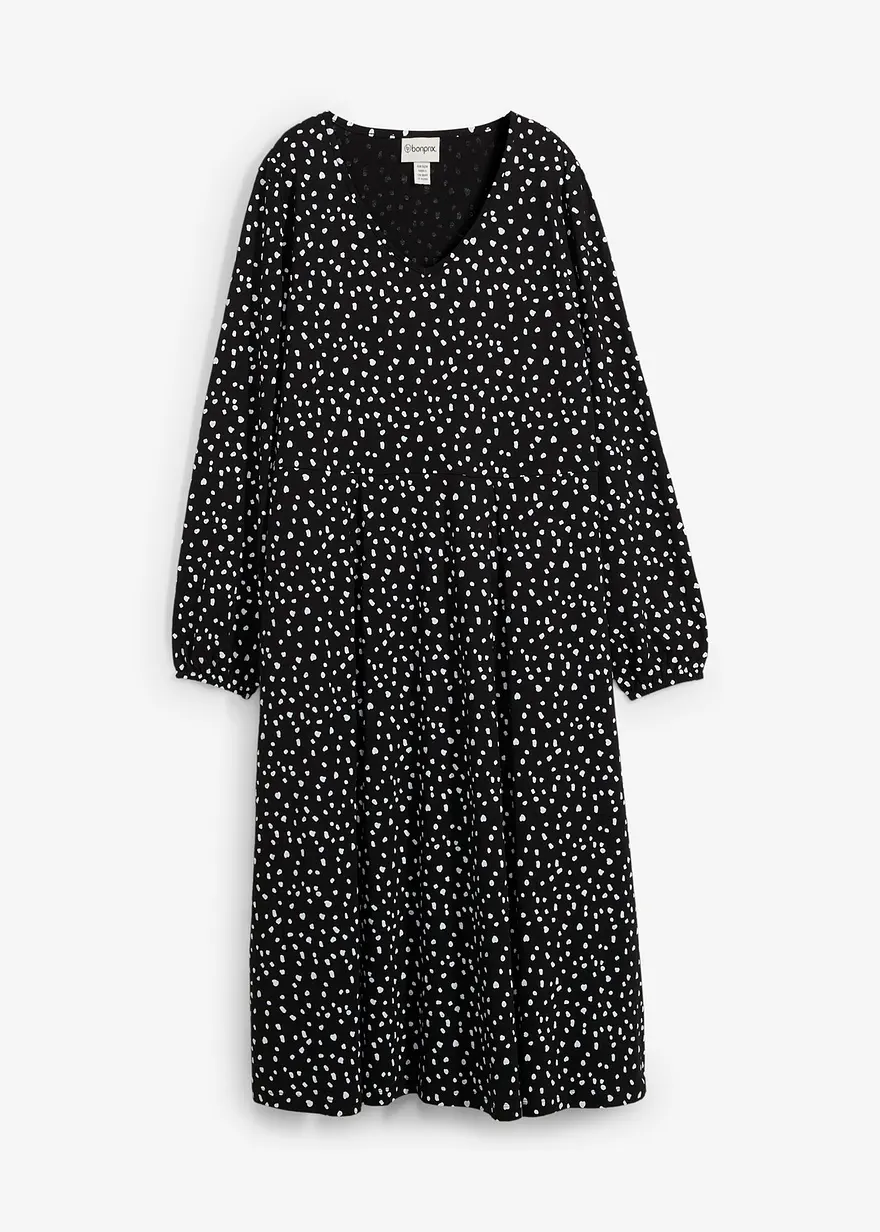 Baumwoll-Jerseykleid, Midilänge