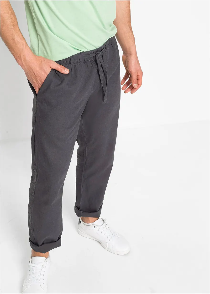 Regular Fit Schlupfhose mit Leinenanteil, Straight
