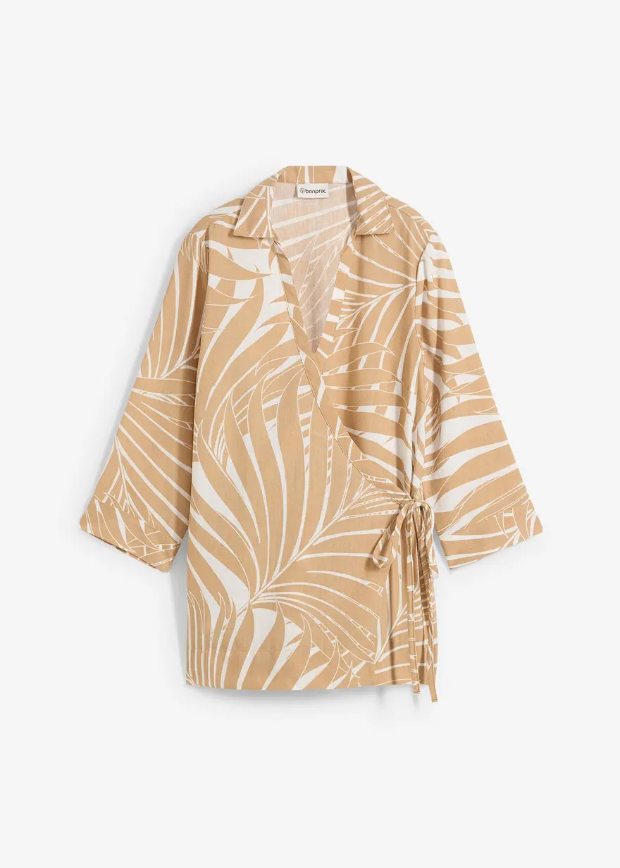 Kimono-Bluse in Leinenoptik