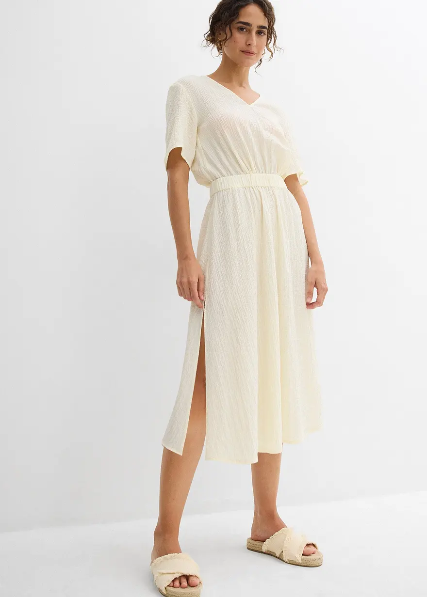 Midikleid aus luftigem Seersucker