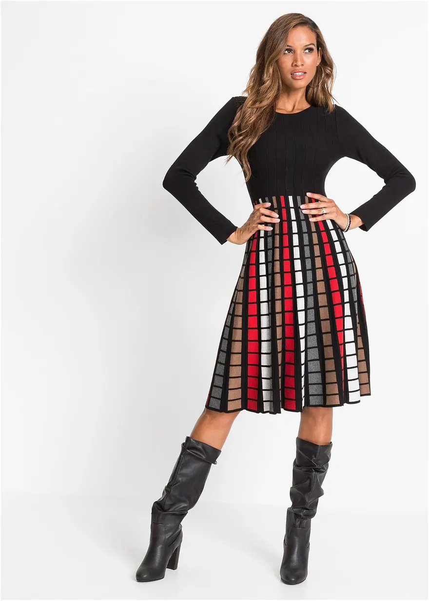 Strickkleid mit Karos