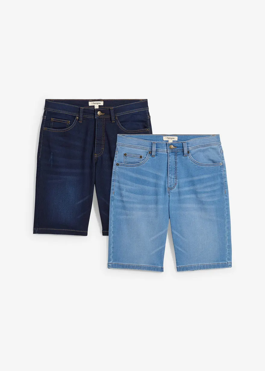 Sweat-Jeans-Bermuda, Slim Fit (2er Pack)