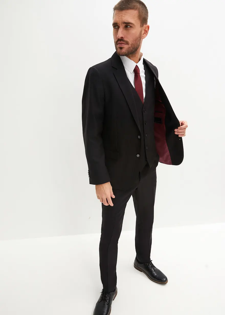 Anzug mit Weste und Krawatte (4-tlg.Set), Slim Fit