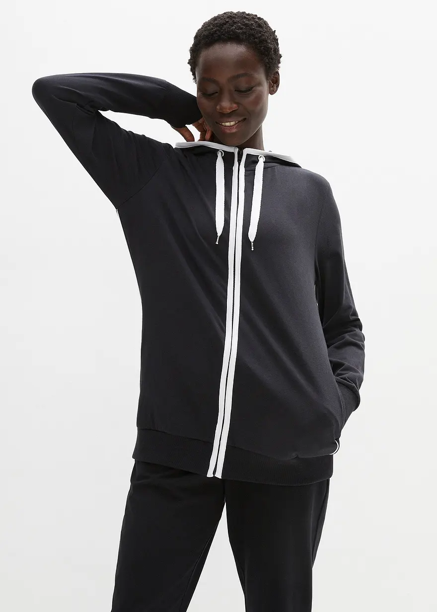 Stretch-Sweatjacke mit Baumwolle