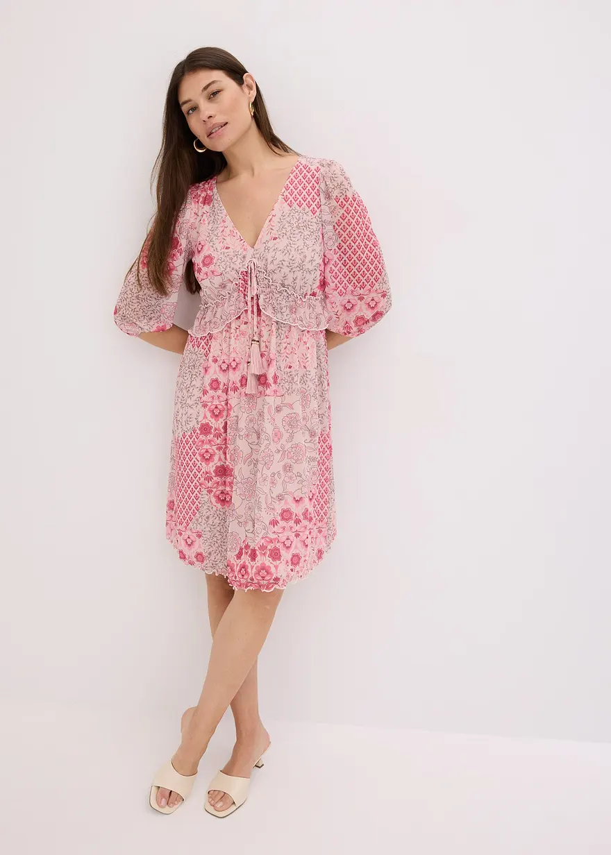 bedrucktes Mesh-Tunika-Kleid