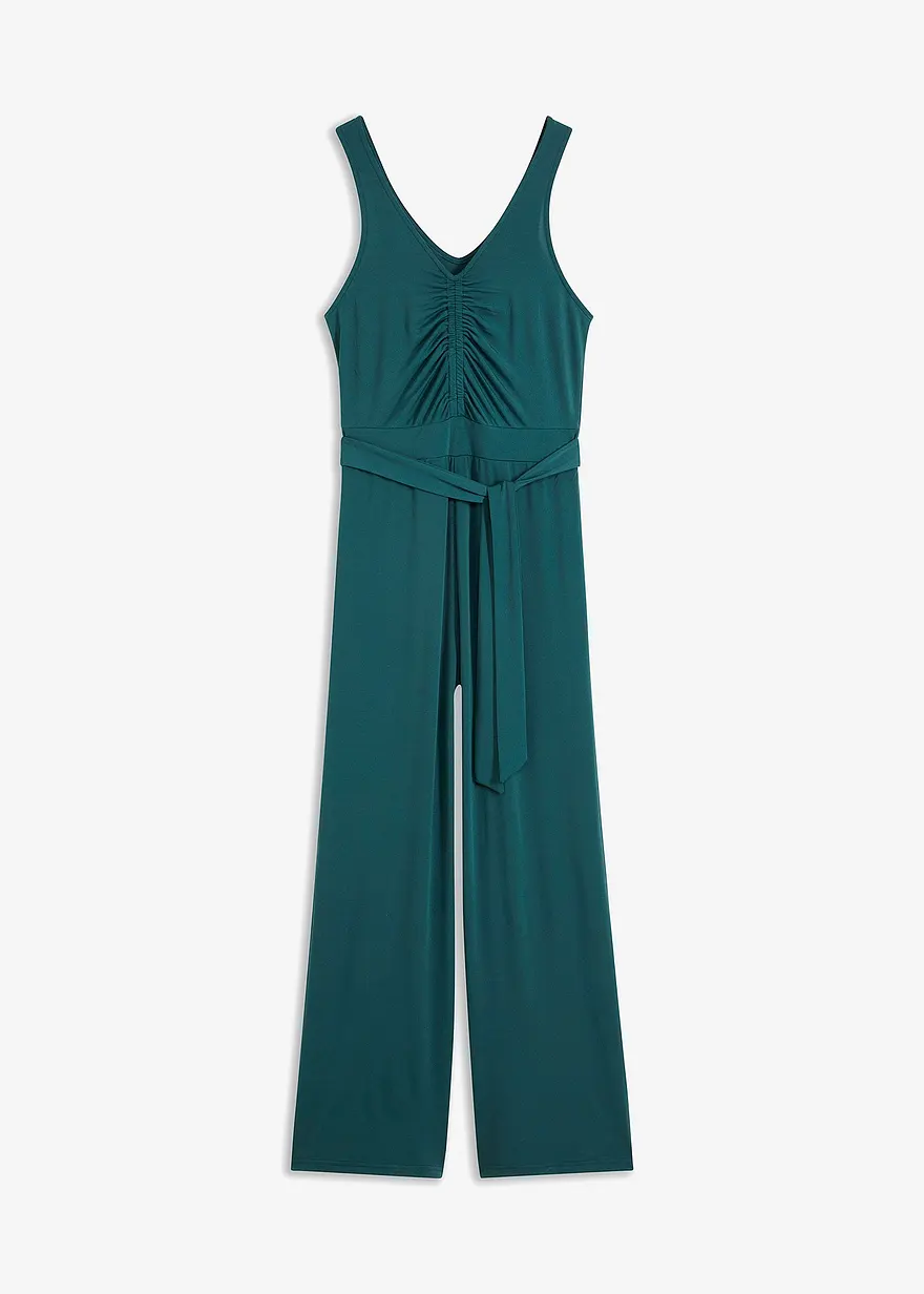 Jersey-Jumpsuit mit Raffung