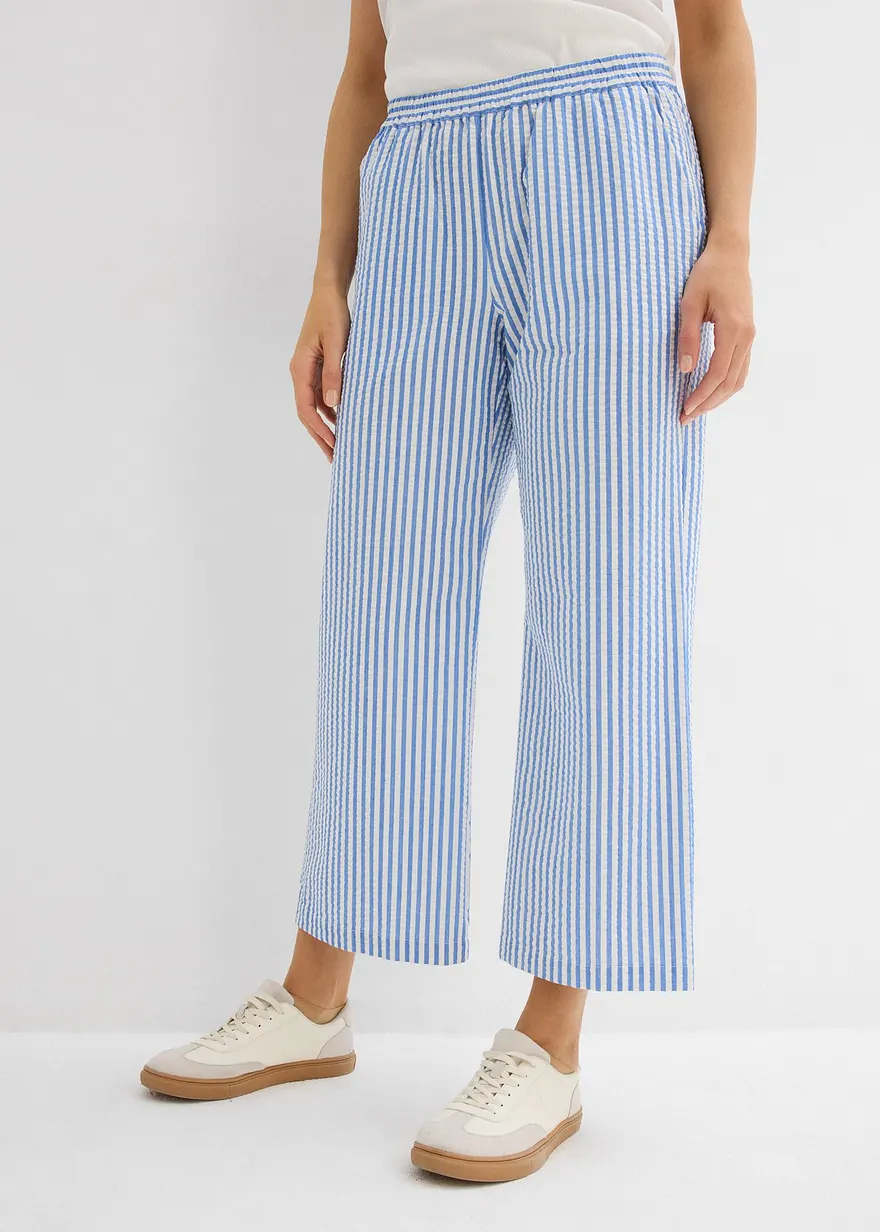 Palazzo-Hose aus Seersucker, 7/8 Länge