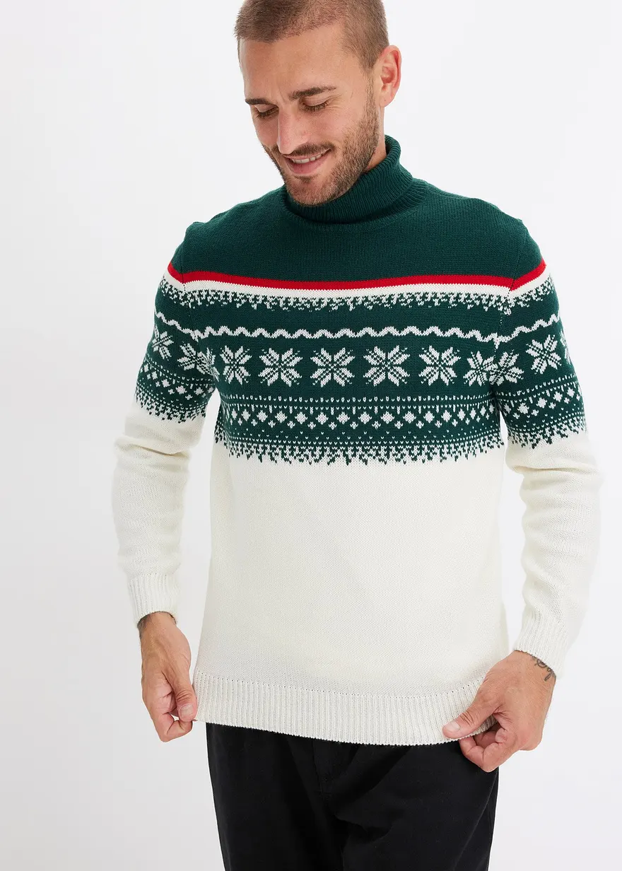 Norweger-Pullover mit Rollkragen