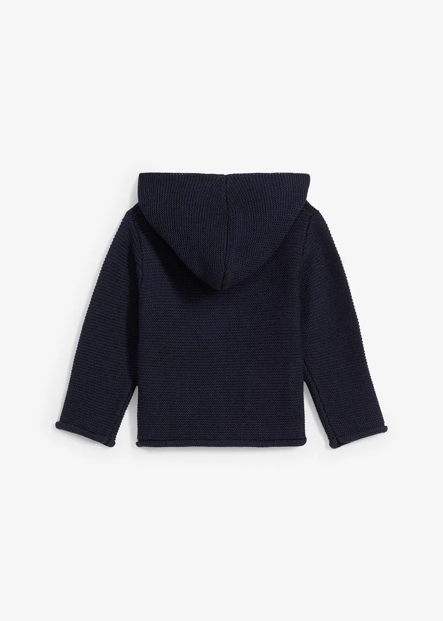 Strickjacke mit Kapuze und Knöpfen