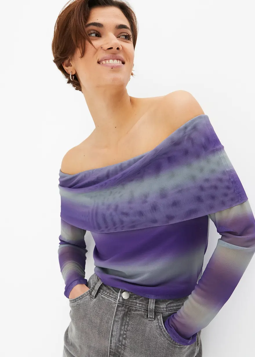 Carmenshirt aus Mesh