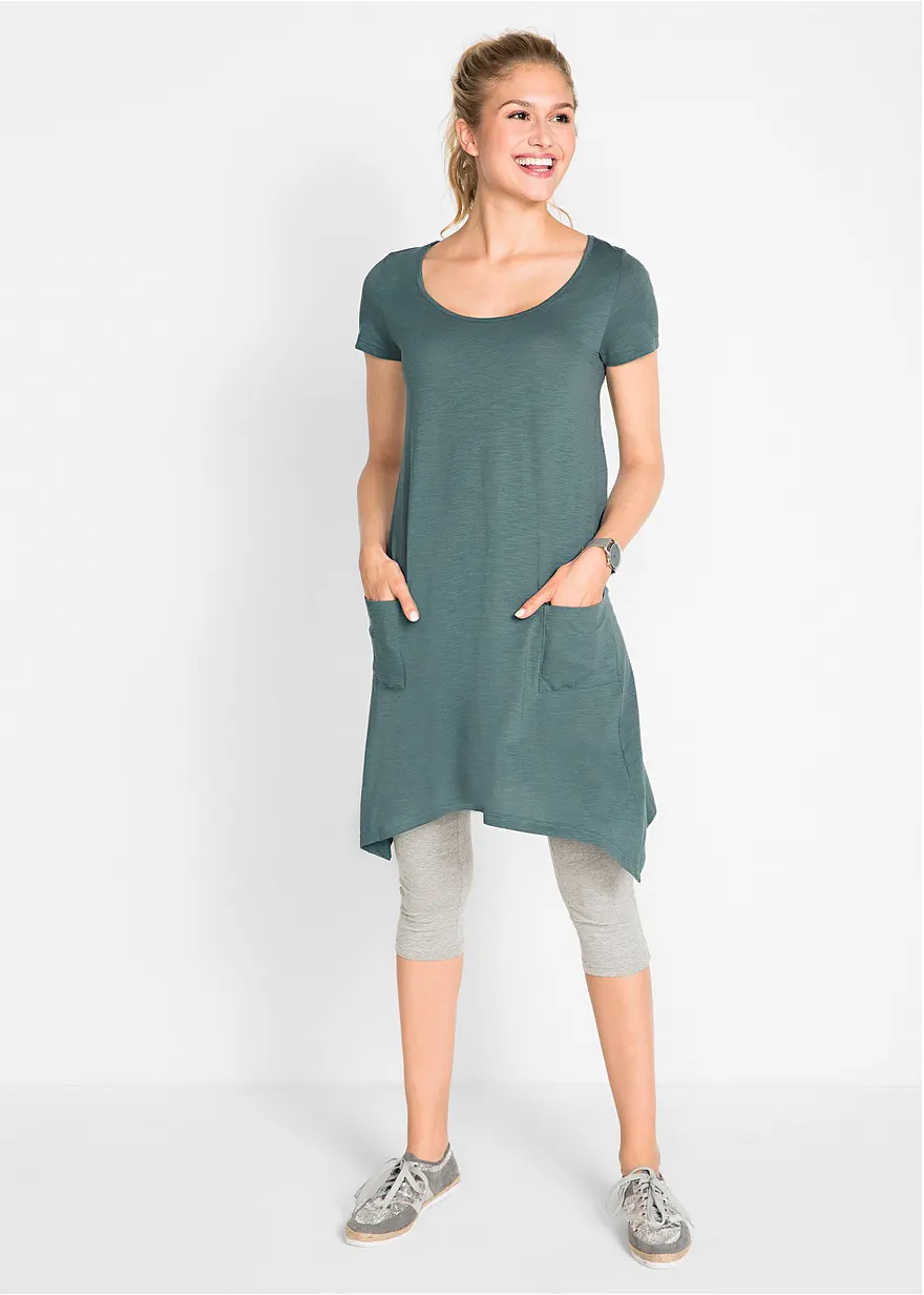 Kurzes Baumwoll-Shirtkleid aus Flammgarn