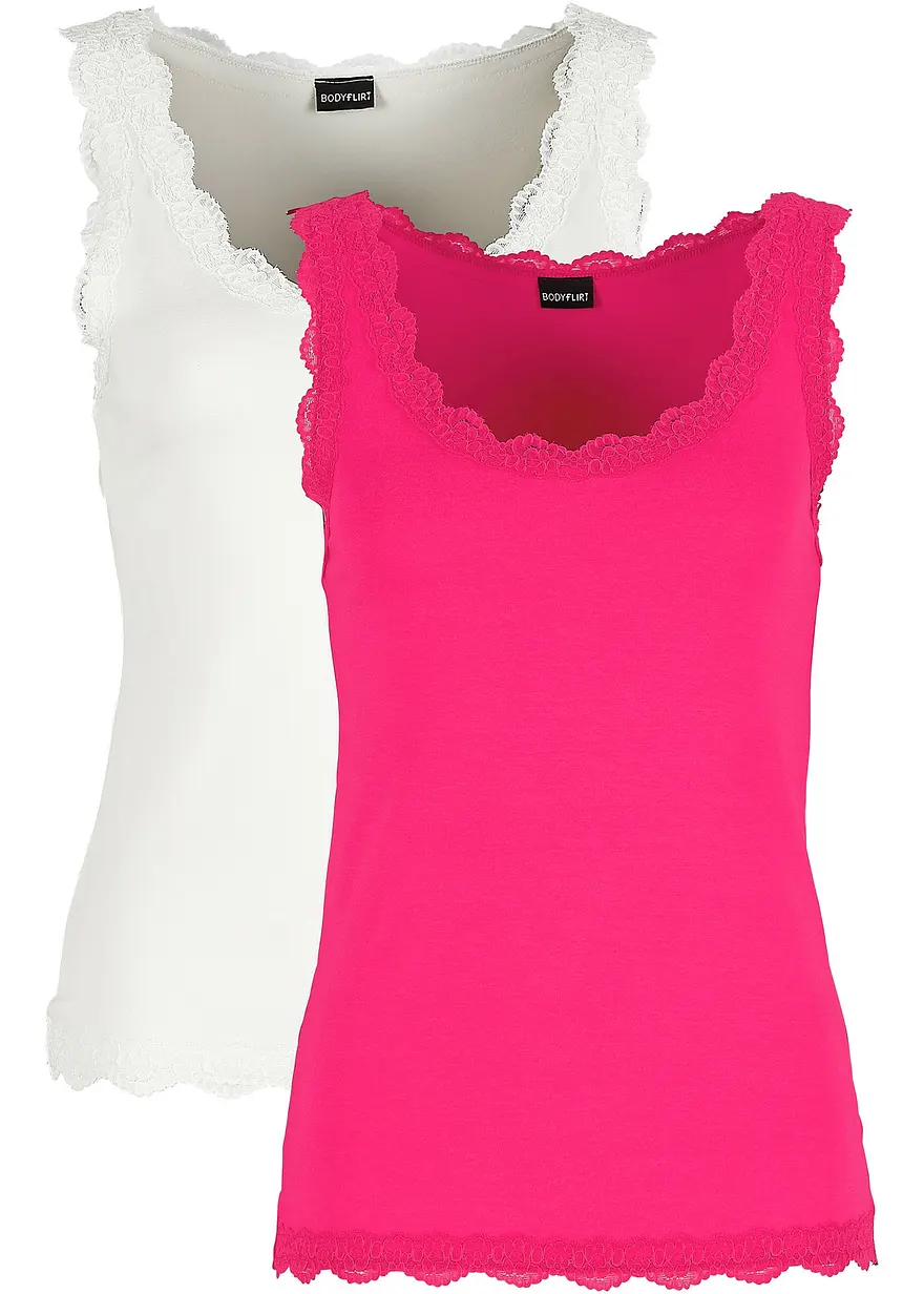 Top mit Spitze (2er-Pack)
