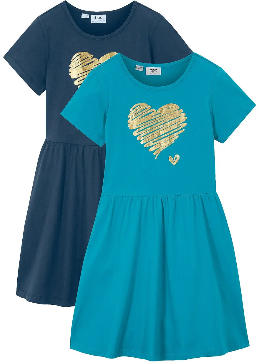 Jerseykleid aus reiner Bio-Baumwolle (2er Pack)