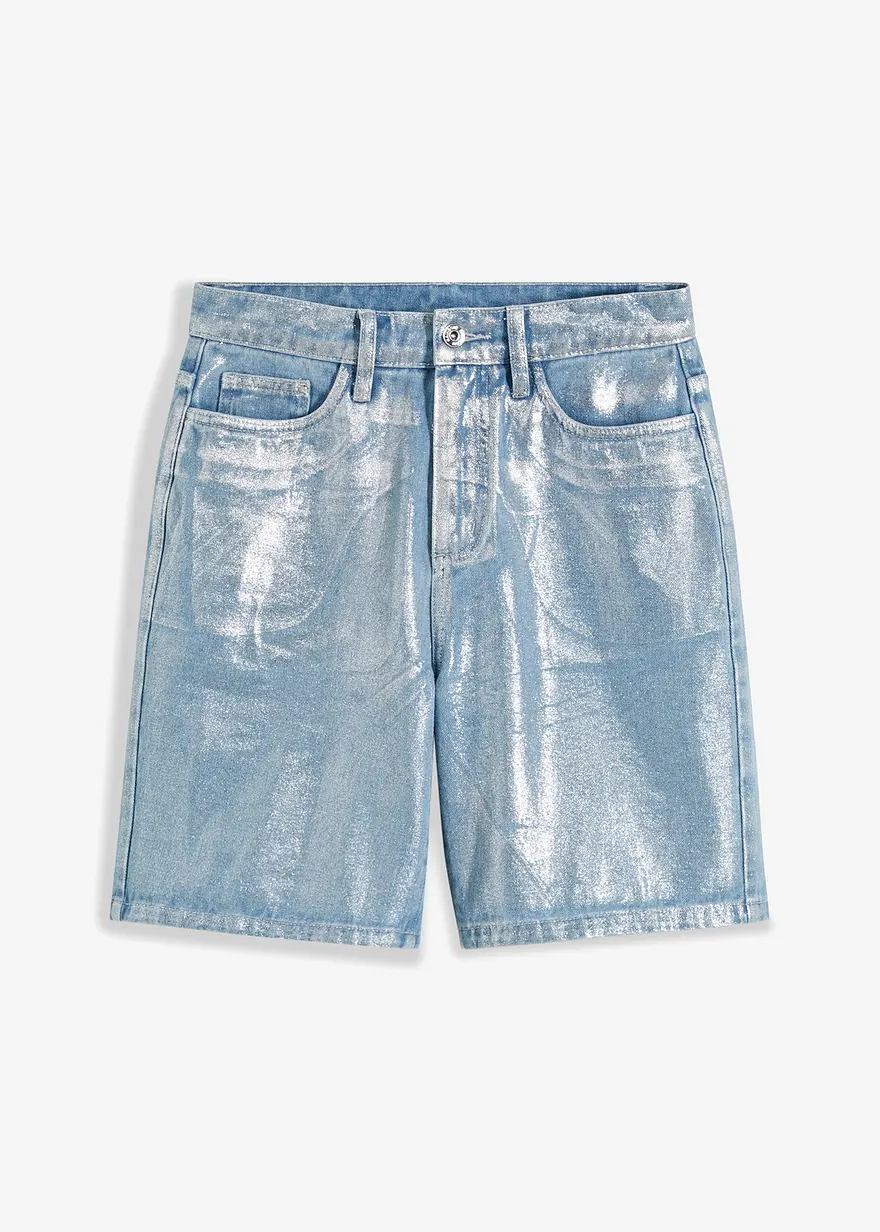 Jeans-Bermuda mit Glanzbeschichtung