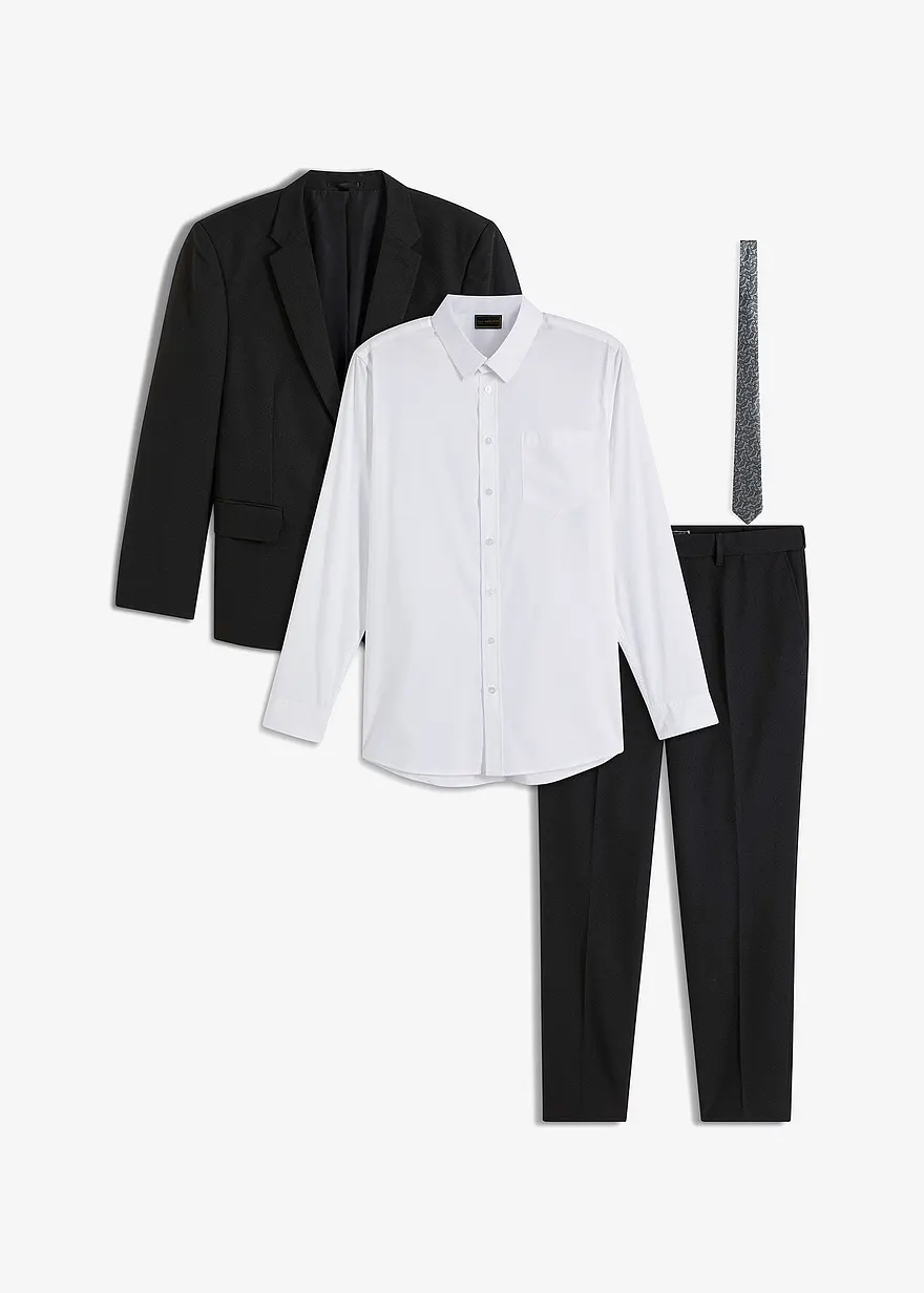 Anzug mit Hemd und Krawatte (4-tlg.Set), Slim Fit