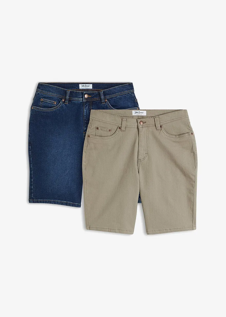 Stretch-Jeans-Bermuda, Regular Fit (2er Pack)
