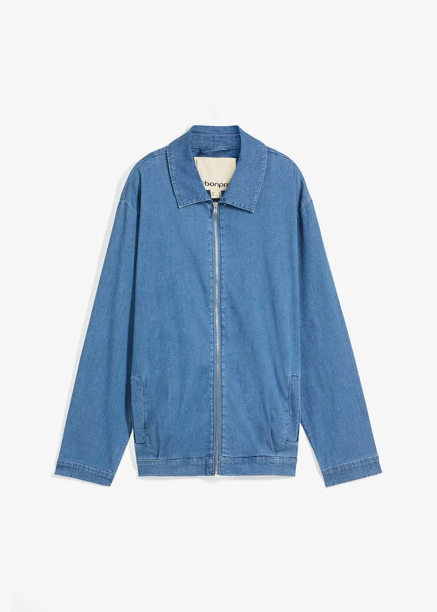 Jeansjacke im Blousonstil, mit Reißverschluss