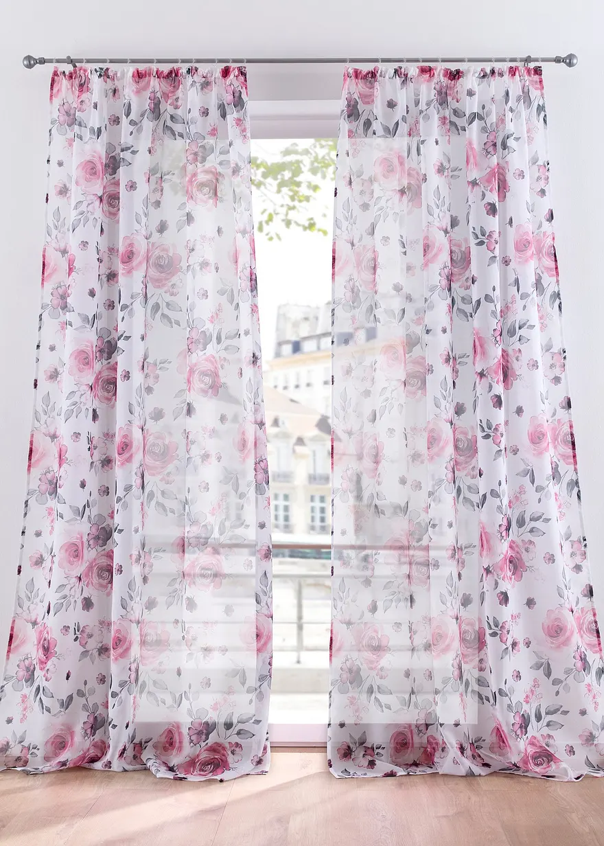 Gardine mit Blumenmuster mit recyceltem Polyester (1er Pack)