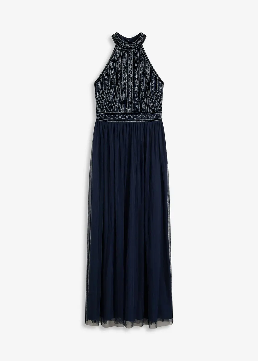 Maxikleid mit Perlenstickerei