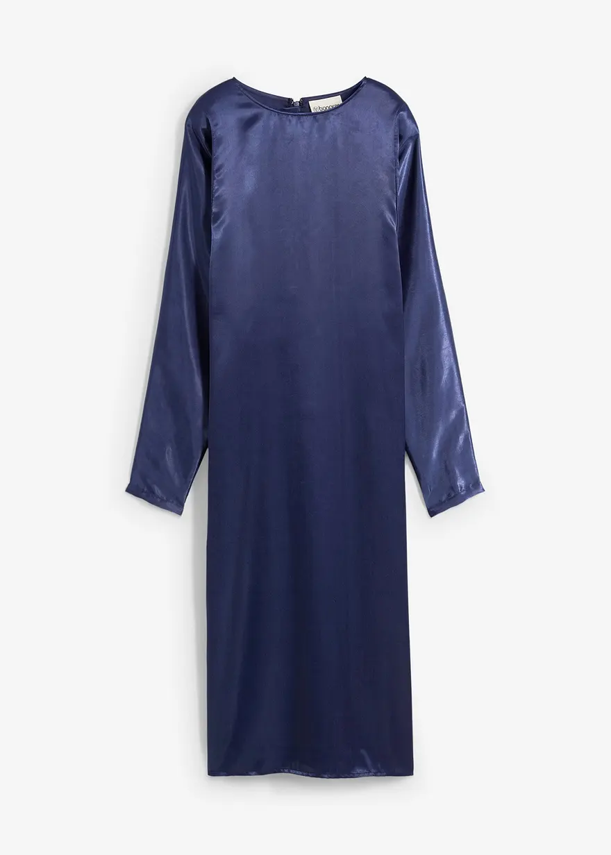 Midikleid mit Fledermausärmeln aus fließendem Satin