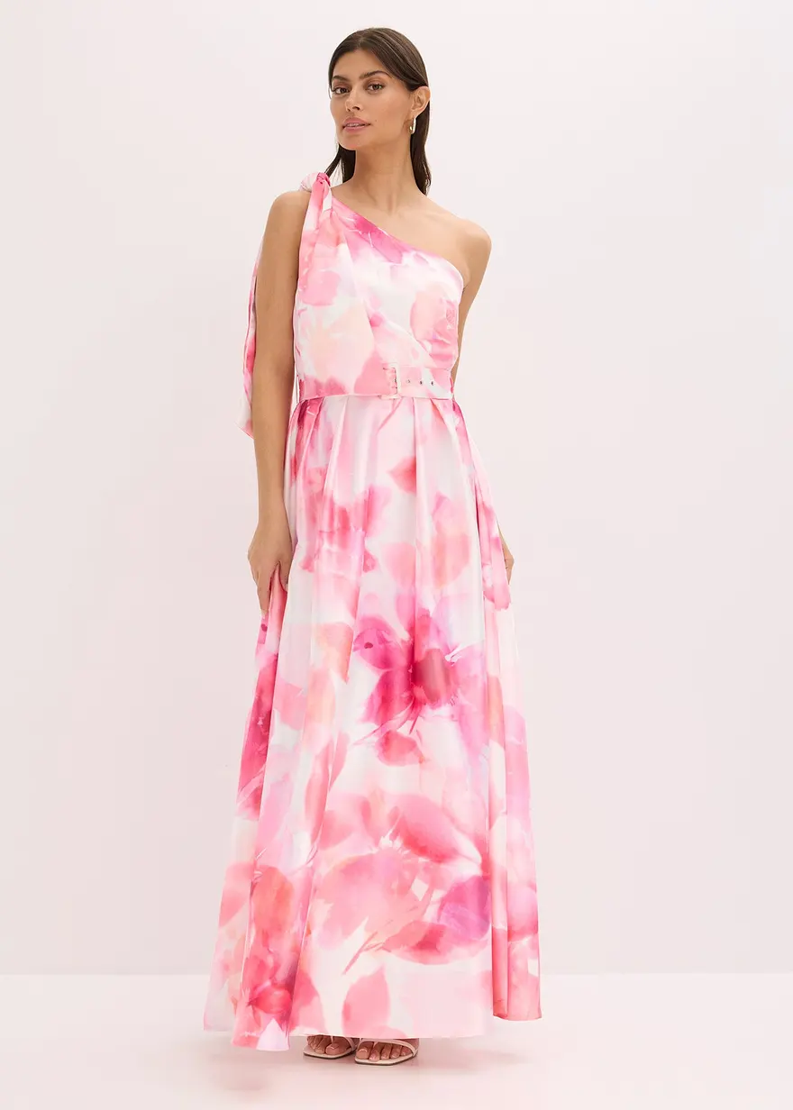 One-Shoulder-Kleid aus glänzendem Satin