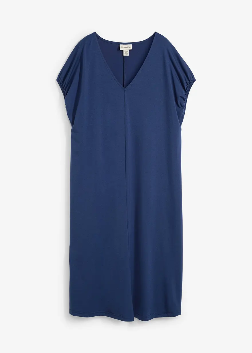 Jerseykleid mit V-Ausschnitt aus Viskose-Mix