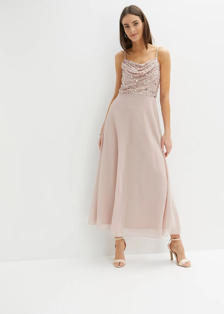Trägerkleid mit Paillettenstickerei