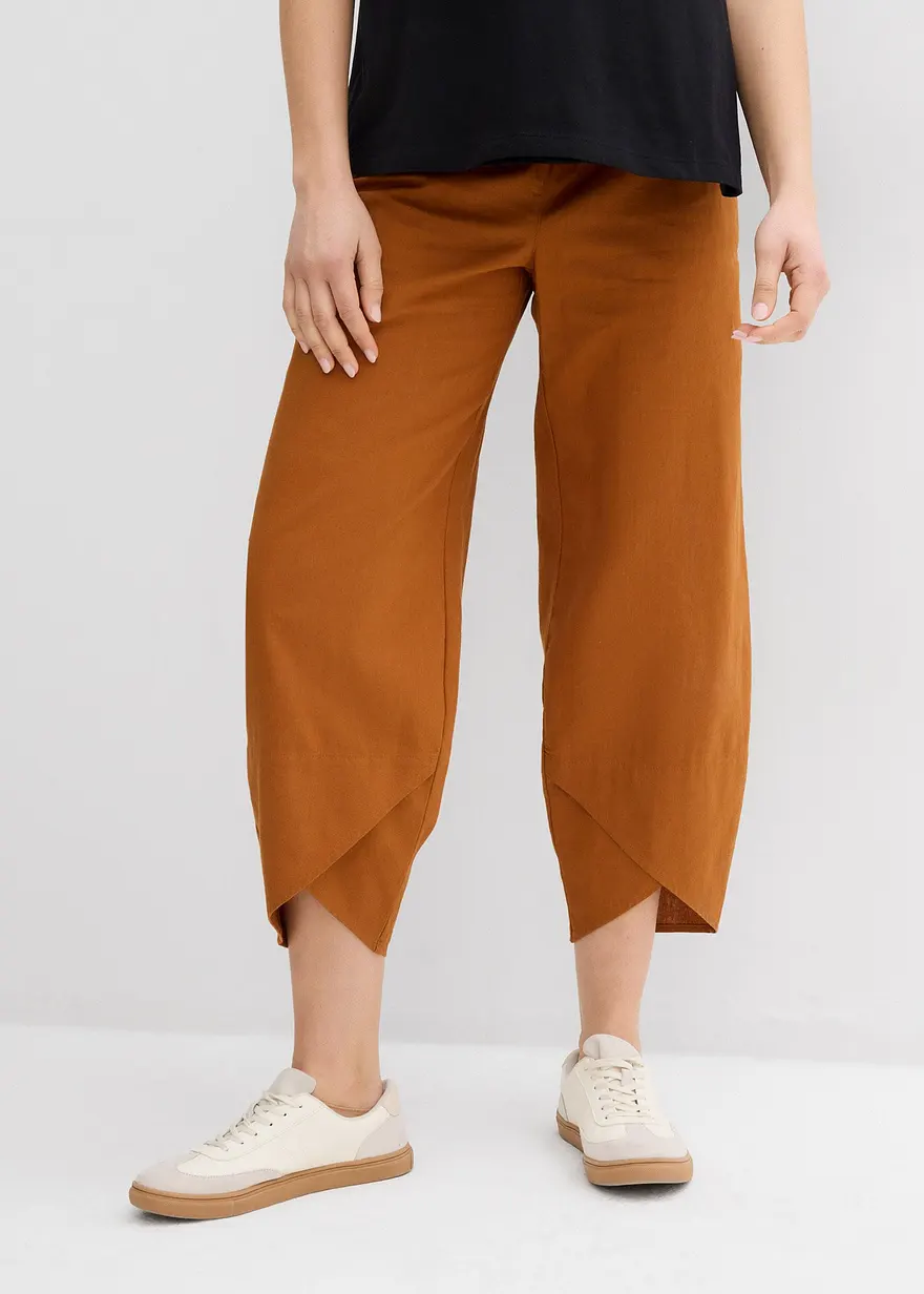 Umstandshose mit Bauchband aus Leinen und Baumwolle