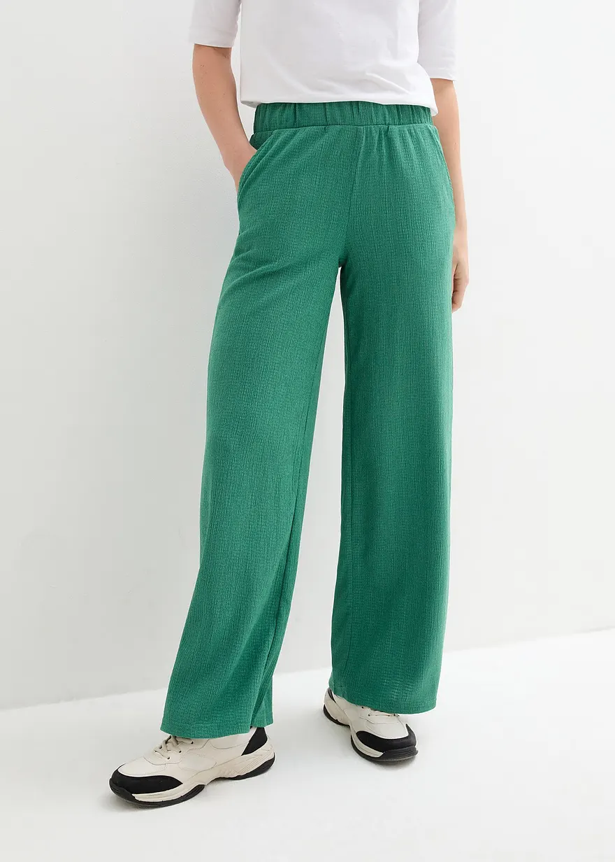 Weite Hose aus Strukturjersey, High-Waist