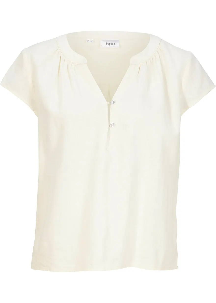 Kurzgeschnittene Bluse mit Leinen und Seitenschlitzen