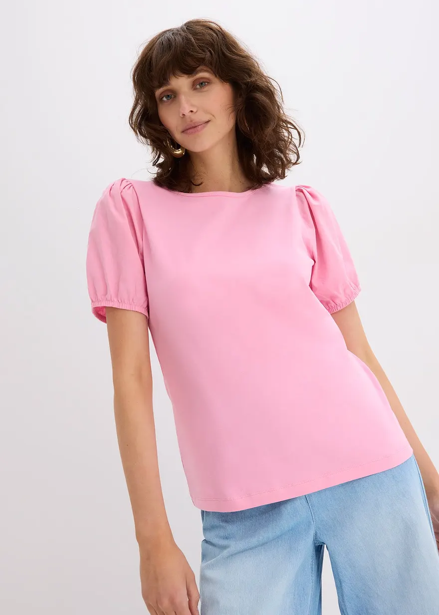 Jerseyshirt mit Ärmeln aus Baumwollpopeline