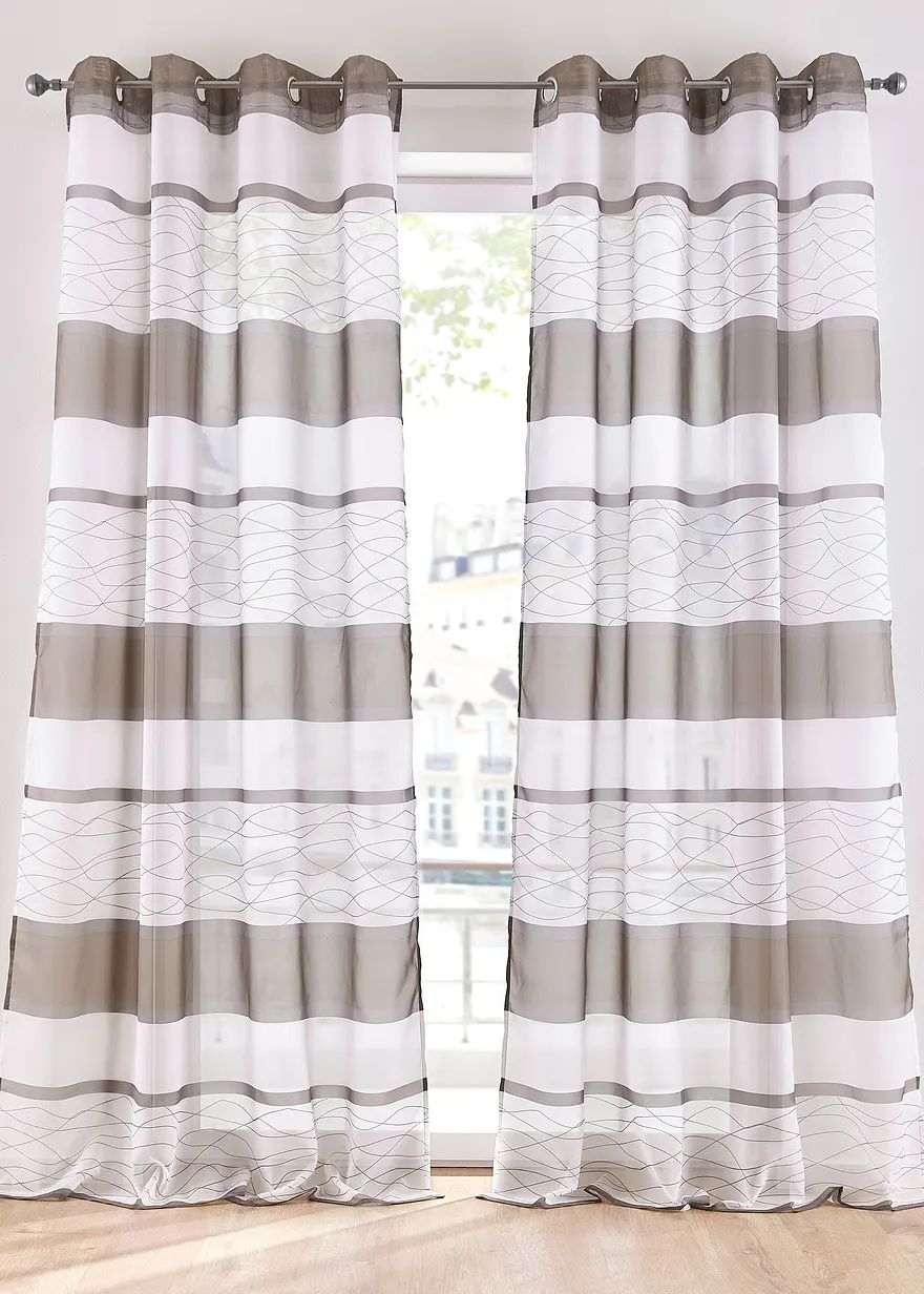Transparente Gardine mit Querstreifen Druck (1er Pack)