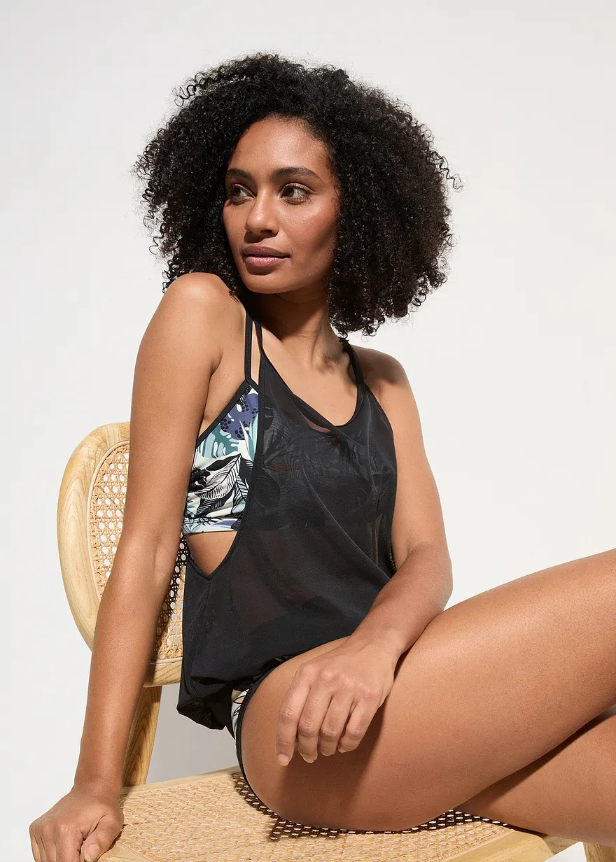 Oversize-Tankini (3-tlg.Set) mit Bustier-Bikinioberteil