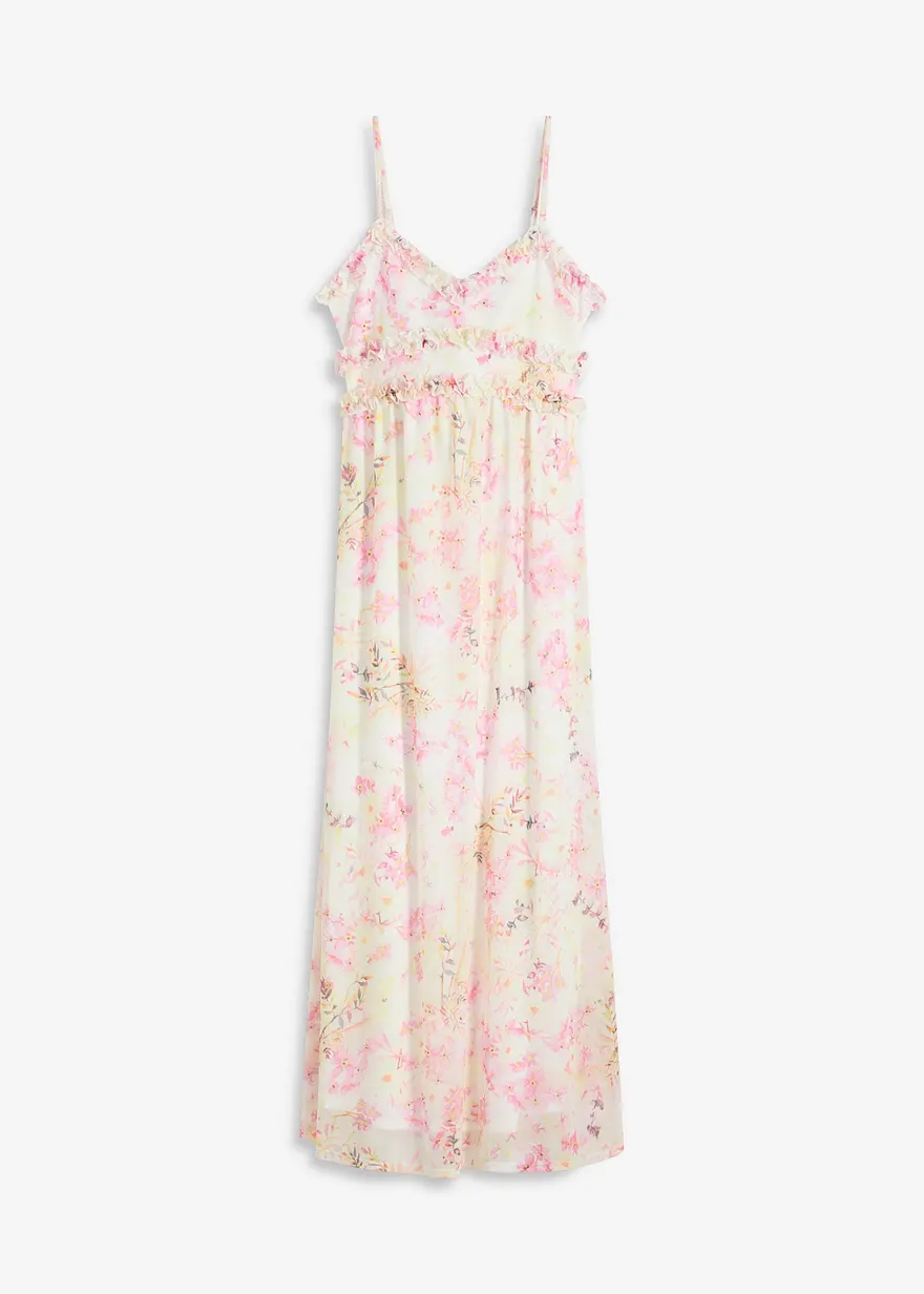 bedrucktes Mesh-Maxikleid