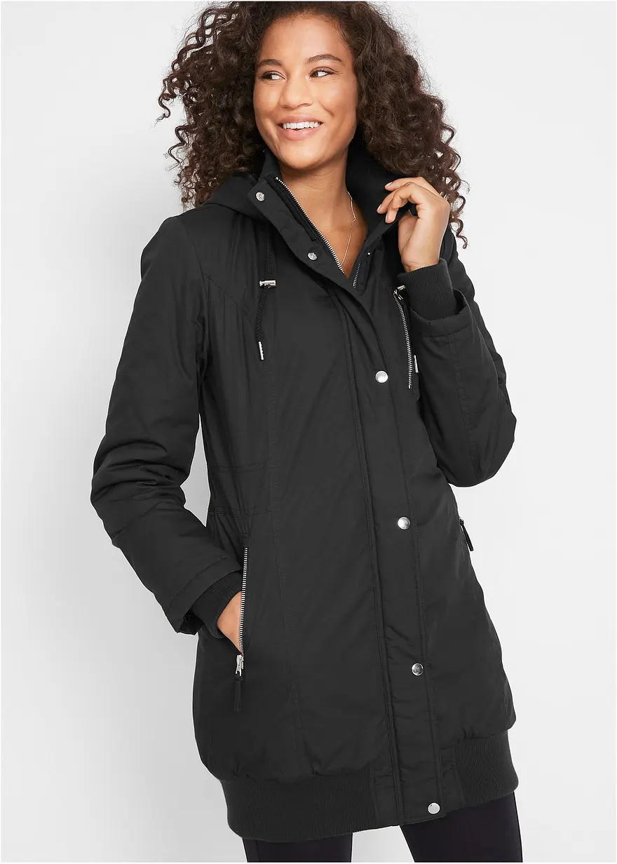 Longjacke mit Kapuze, wattiert